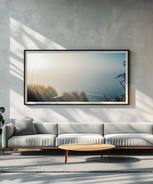 Modern Living Room with Scenic Wall Photograph